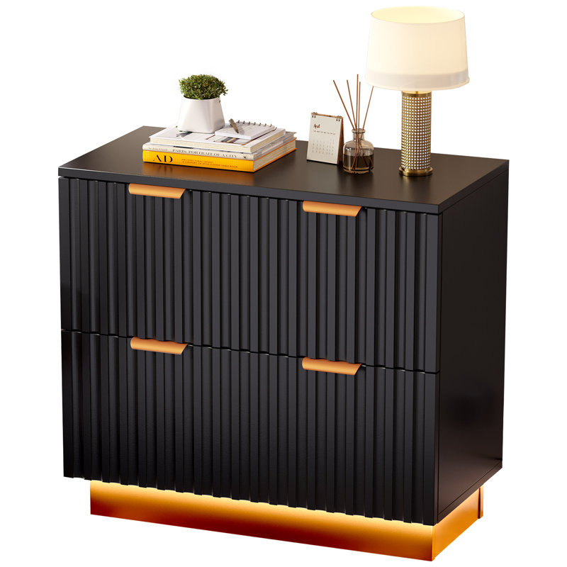 Balconera Lawrin 31.5 Wide 2 Drawer File Cabinet with Led Light Large Lateral Filing Cabinet for Home Office